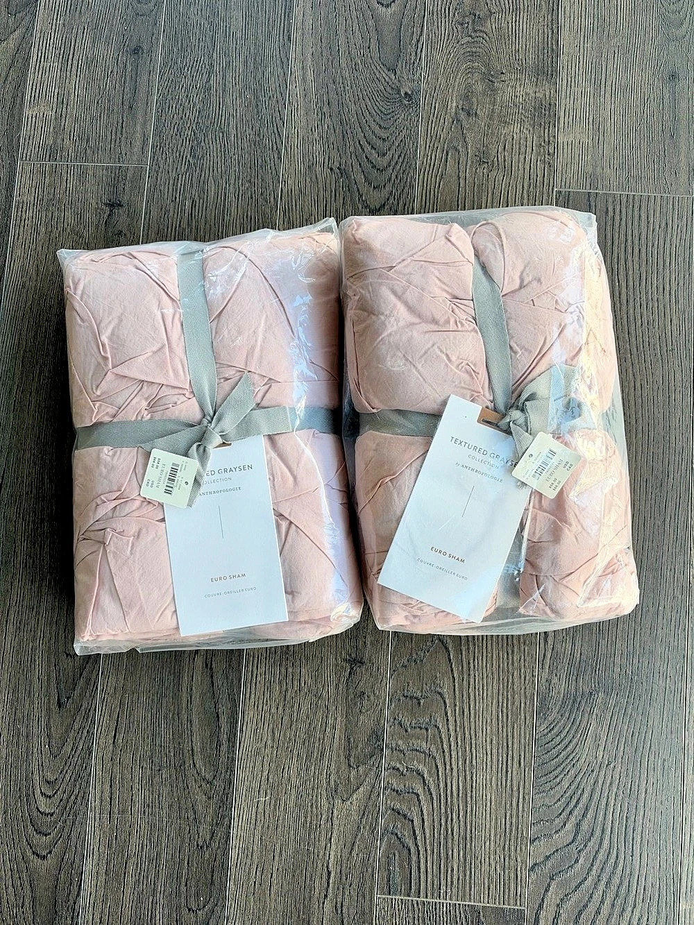 Anthropologie Textured Graysen Euro Shams in Mauve/Pink